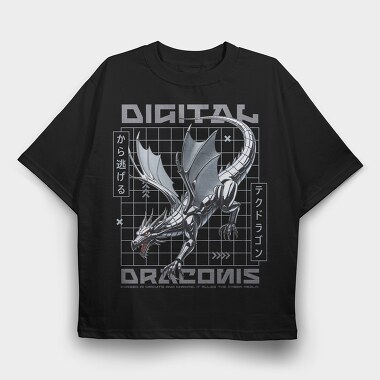 Digital Dragon Trend, Tricou Oversize Barbati (Unisex)