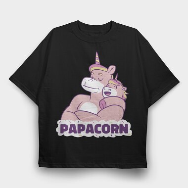 Unicorn Daddy And Baby Papacorn, Tricou Oversize Barbati (Unisex)