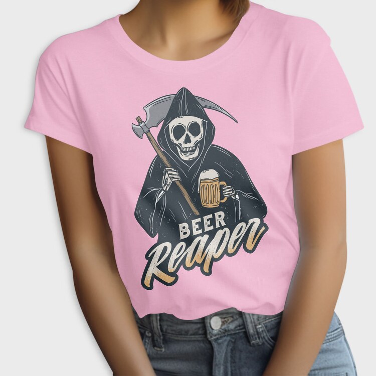 Grim Reaper Drinking Beer Skull, Tricou Femei