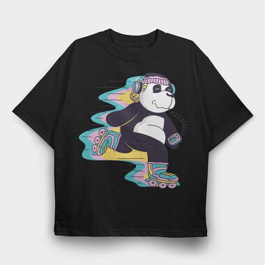 Roller Skating Panda, Tricou Oversize Barbati (Unisex)