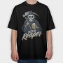 Grim Reaper Drinking Beer Skull, Tricou Oversize Barbati (Unisex)