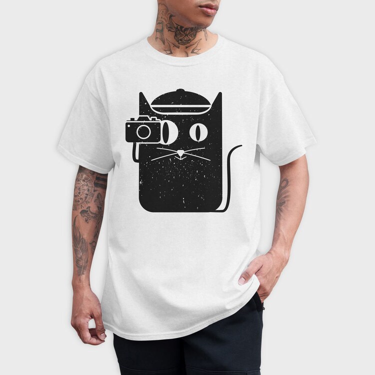 Cat And Camera, Tricou Barbati (Unisex)