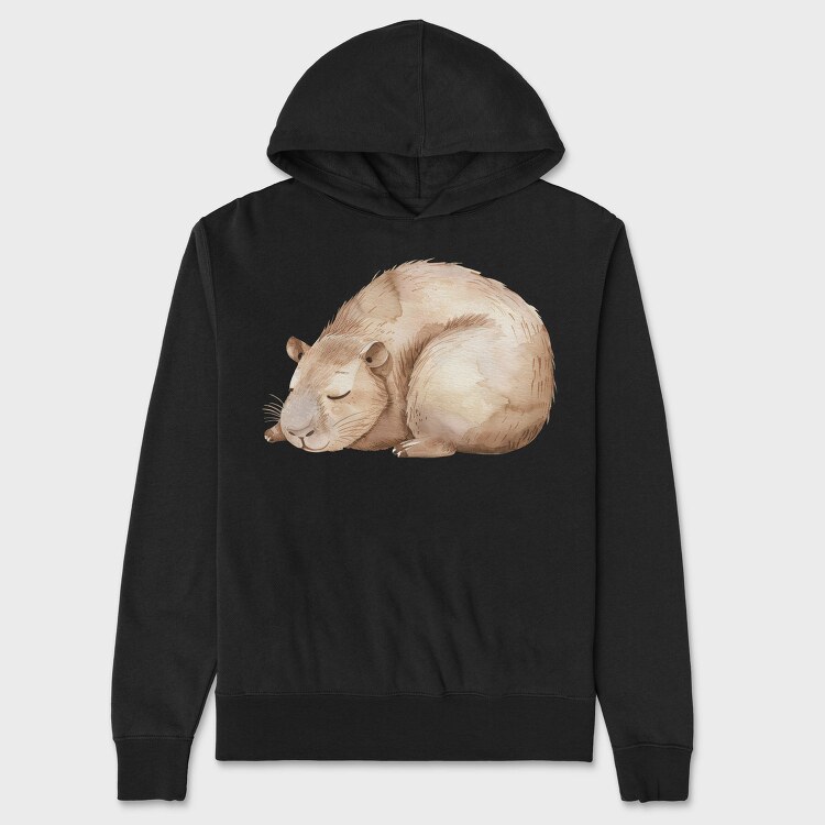 Cute Capybara Sitting, Hanorac Oversize Barbati (Unisex)
