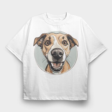 Joyful Dog Portrait, Tricou Oversize Barbati (Unisex)