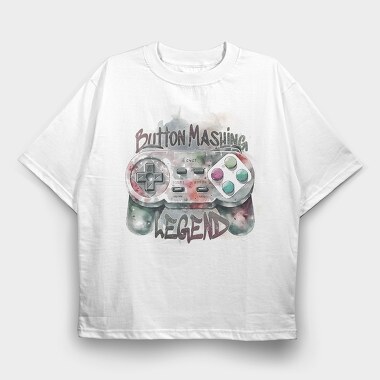 Joystick Button Mashing Watercolor Legend, Tricou Oversize Barbati (Unisex)