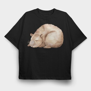 Cute Capybara Sitting, Tricou Oversize Barbati (Unisex)