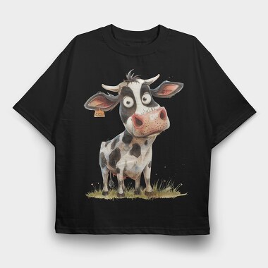Cow Ear Tag, Tricou Oversize Barbati (Unisex)