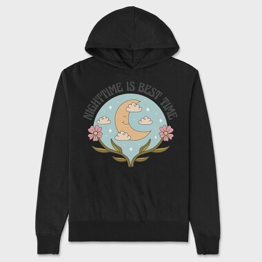 Nightime Best Time Moon Flower Power Nature 12, Hanorac Oversize Barbati (Unisex)