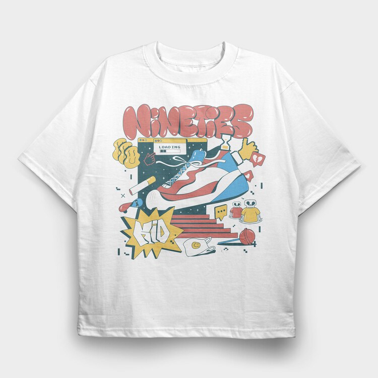 Nineties 90S Kid Retro 1, Tricou Oversize Barbati (Unisex)