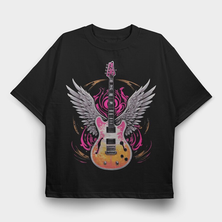 Winged Guitar Rock, Tricou Oversize Barbati (Unisex)