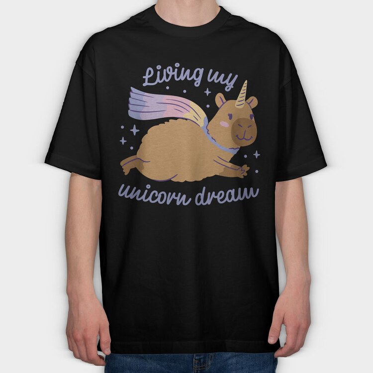 Unicorn Dream Capybara, Tricou Oversize Barbati (Unisex)