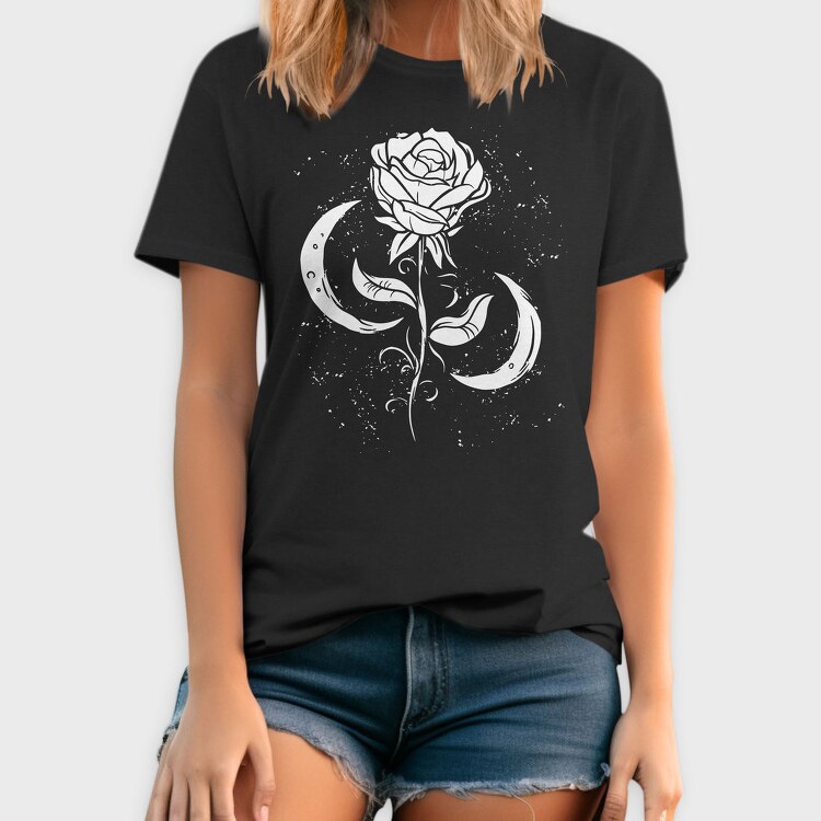 Romantic Rose And Moon, Tricou Barbati (Unisex)
