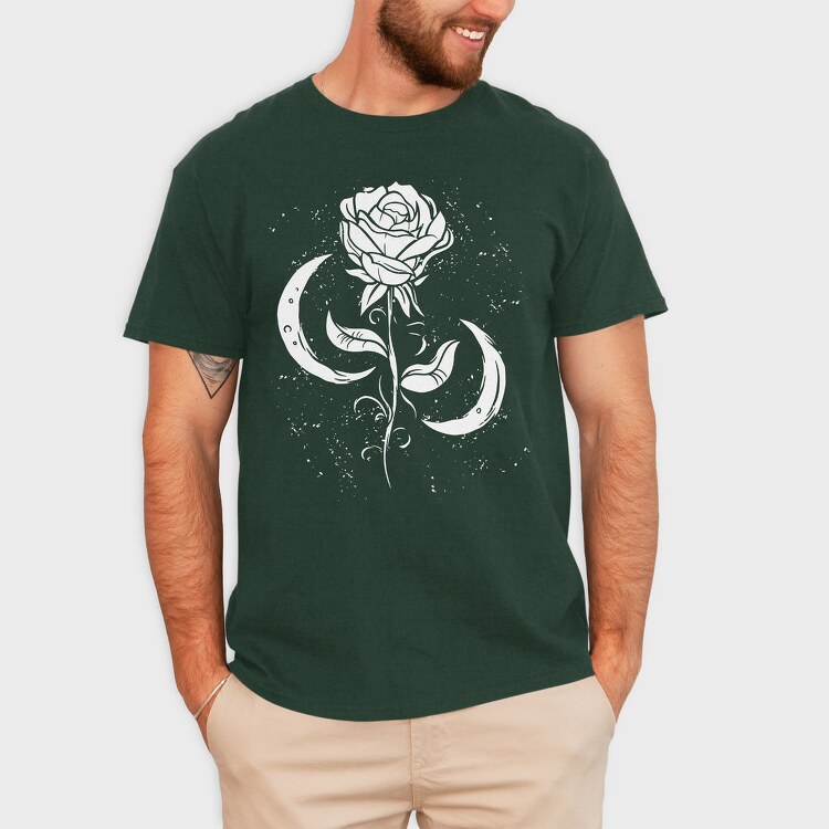 Romantic Rose And Moon, Tricou Barbati (Unisex)