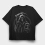 Grim Reaper Humor Sign, Tricou Oversize Barbati (Unisex)