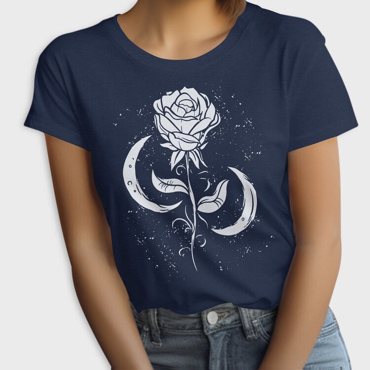 Romantic Rose And Moon, Tricou Femei