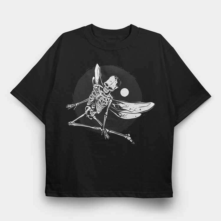 Winged Skeleton Grunge Fly, Tricou Oversize Barbati (Unisex)