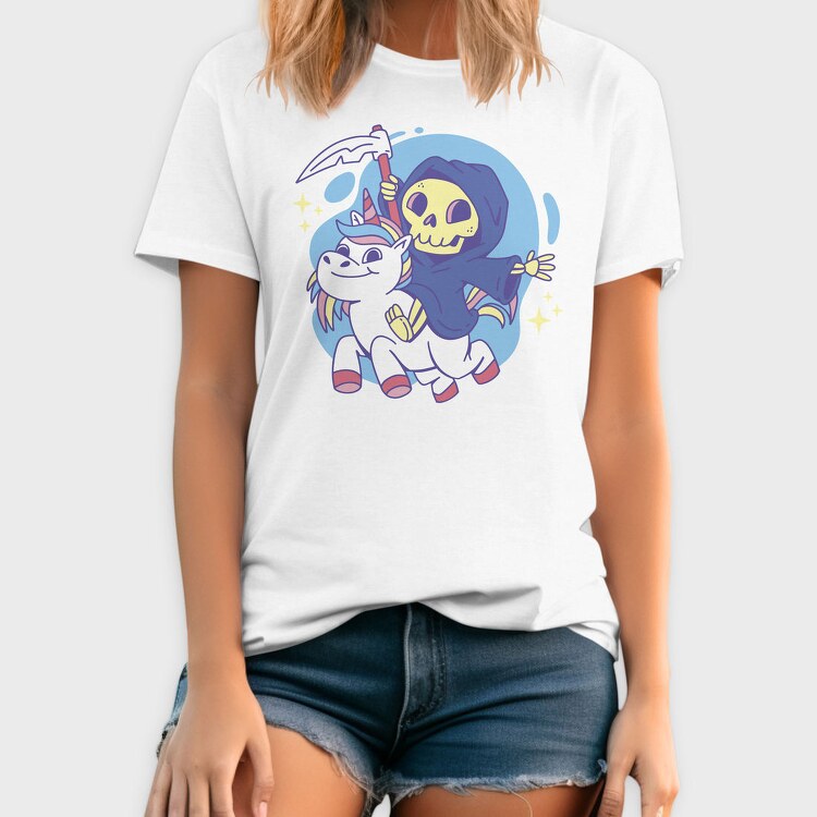 Grim Reaper On Unicorn, Tricou Barbati (Unisex)
