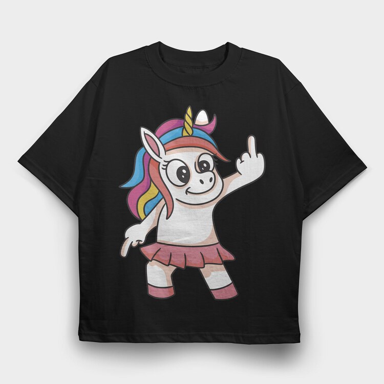 Unicorn Finger Gesture, Tricou Oversize Barbati (Unisex)