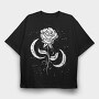 Romantic Rose And Moon, Tricou Oversize Barbati (Unisex)
