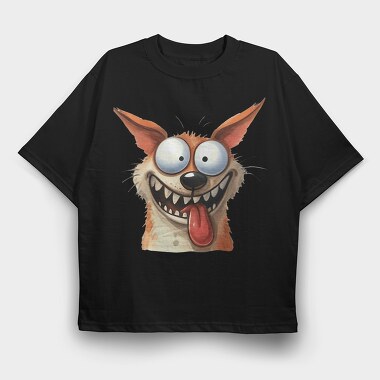 Crazy Smiling Dog, Tricou Oversize Barbati (Unisex)