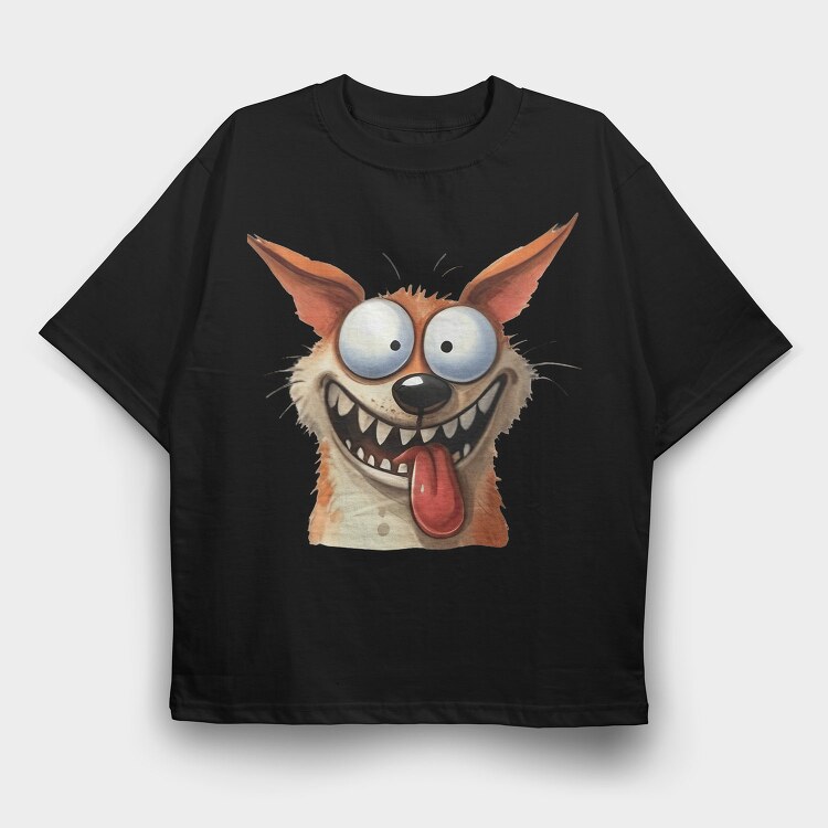 Crazy Smiling Dog, Tricou Oversize Barbati (Unisex)