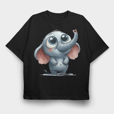 Cute Cartoon Elephant, Tricou Oversize Barbati (Unisex)