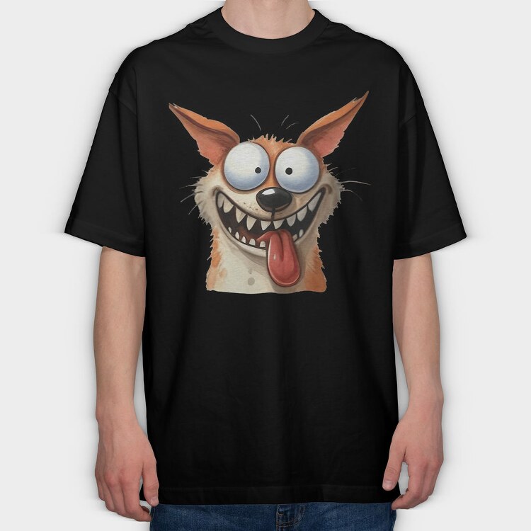Crazy Smiling Dog, Tricou Oversize Barbati (Unisex)