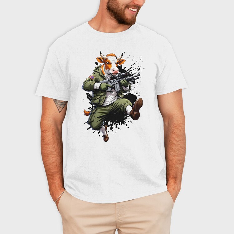 Armed Cow Character, Tricou Barbati (Unisex)
