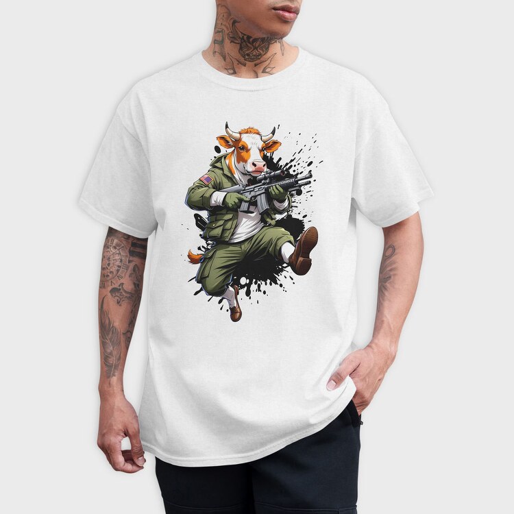 Armed Cow Character, Tricou Barbati (Unisex)