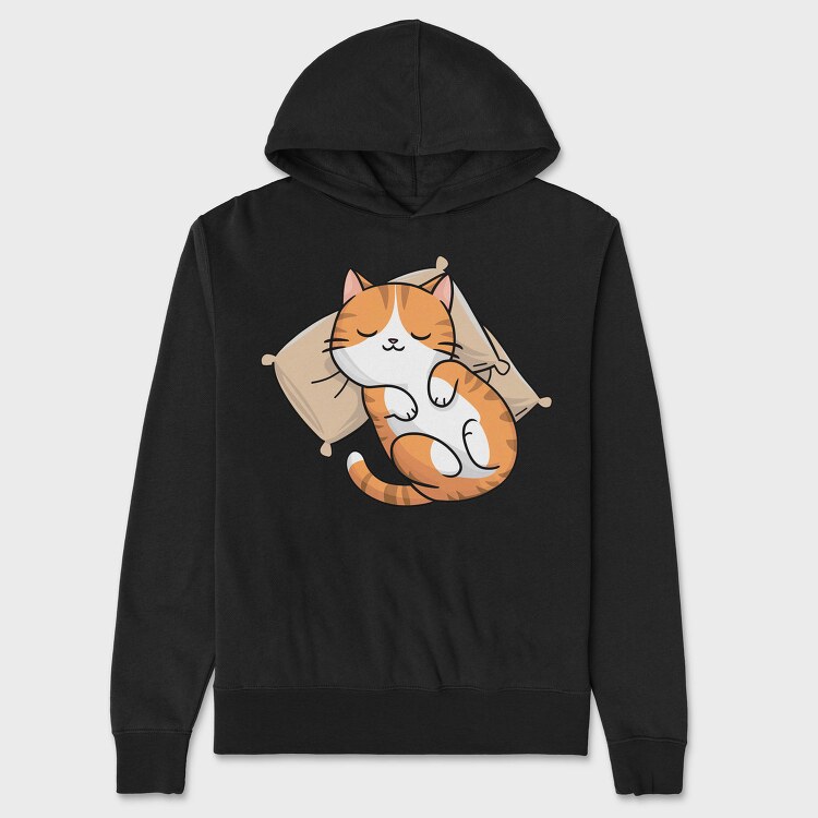 Cute Cat Sleeping, Hanorac Oversize Barbati (Unisex)