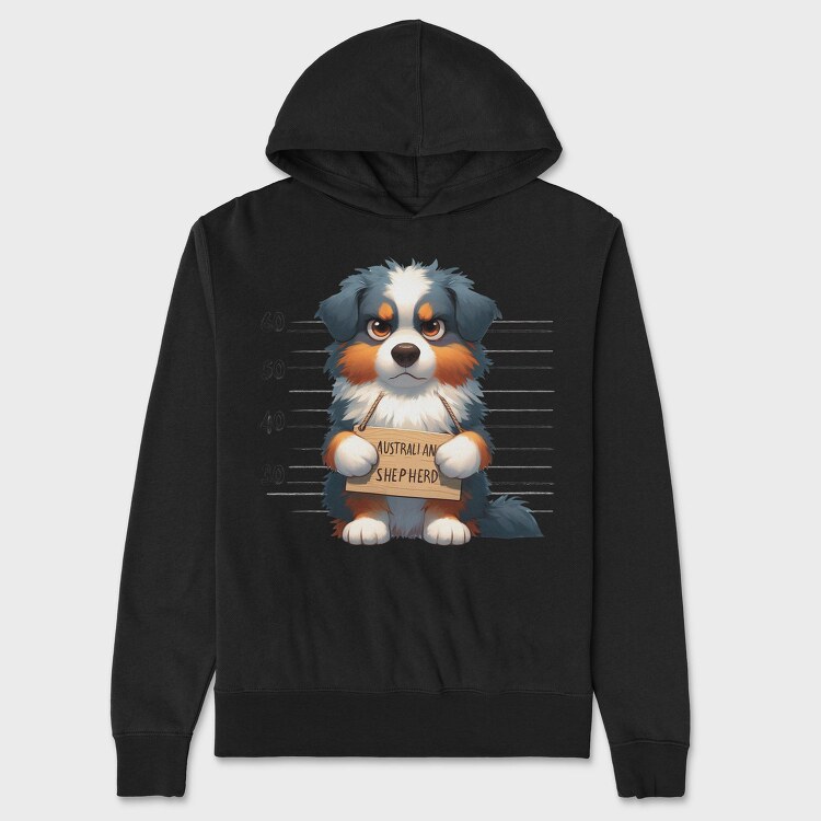 Angry Sad Aussie Mugshot, Hanorac Oversize Barbati (Unisex)