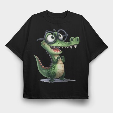 Crocodile Glasses Smile, Tricou Oversize Barbati (Unisex)