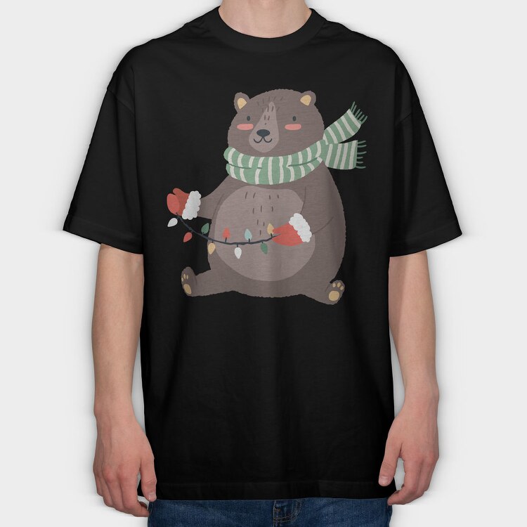 Winter Bear Lights, Tricou Oversize Barbati (Unisex)