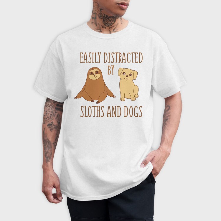 Distracted Sloths And Dogs, Tricou Barbati (Unisex)