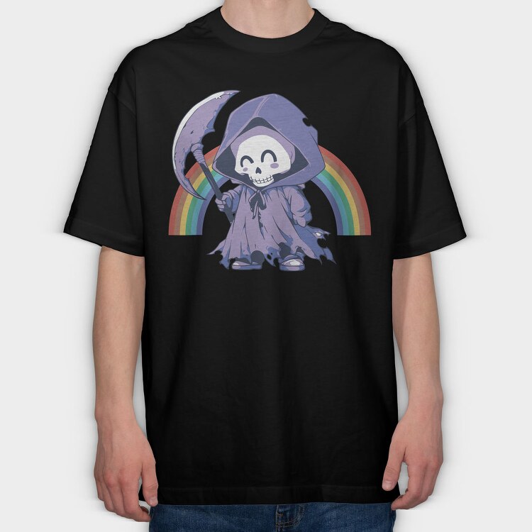 Grim Reaper Rainbow Smile Reaper, Tricou Oversize Barbati (Unisex)