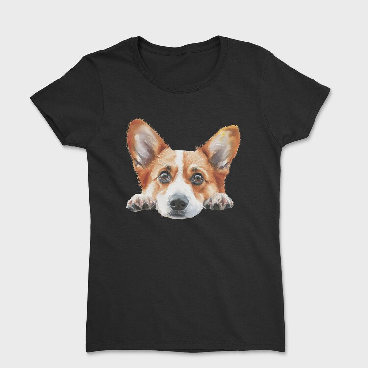 Corgi Peeking Face, Tricou Femei