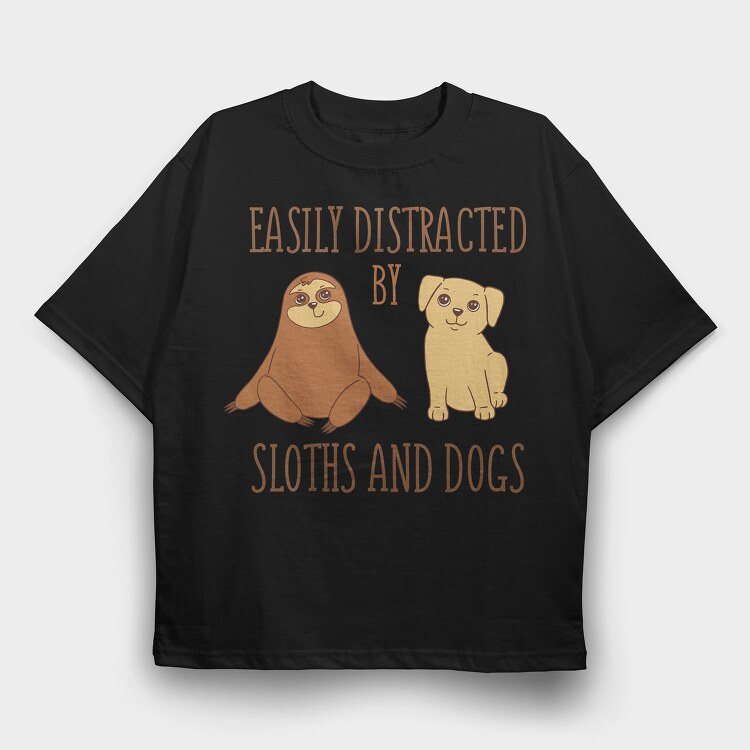 Distracted Sloths And Dogs, Tricou Oversize Barbati (Unisex)