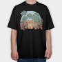 Cat And Plants, Tricou Oversize Barbati (Unisex)