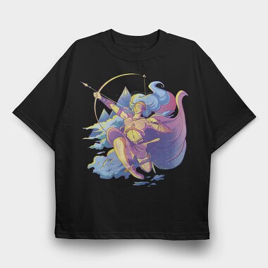 Artemis Greek Mythology Goddess Retrowave, Tricou Oversize Barbati (Unisex)