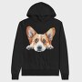 Corgi Peeking Face, Hanorac Oversize Barbati (Unisex)