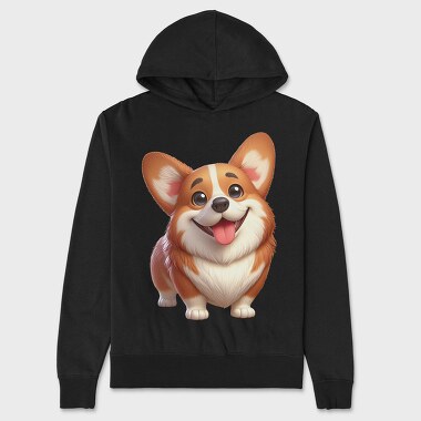 Cute Corgi Smile, Hanorac Oversize Barbati (Unisex)