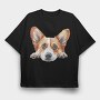 Corgi Peeking Face, Tricou Oversize Barbati (Unisex)