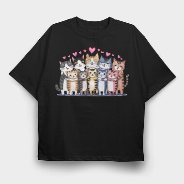 Cute Cats Clan, Tricou Oversize Barbati (Unisex)