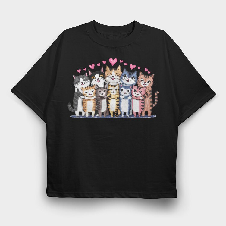 Cute Cats Clan, Tricou Oversize Barbati (Unisex)