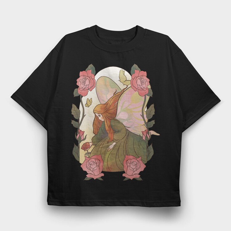 Rose Fairy Character Fairy Tale, Tricou Oversize Barbati (Unisex)