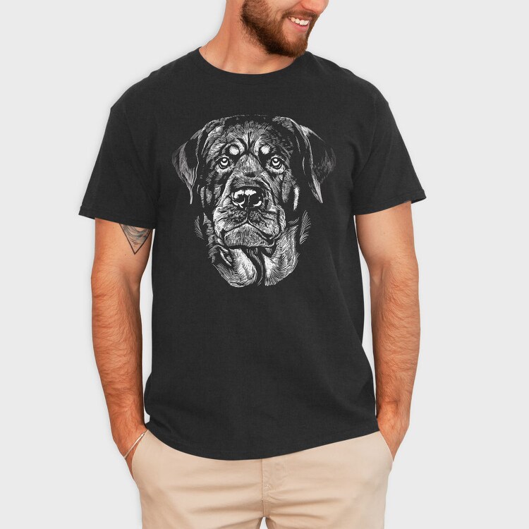 Rottweiler Dog Breed Portrait, Tricou Barbati (Unisex)