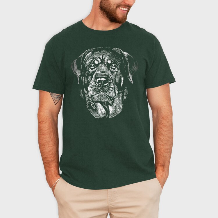 Rottweiler Dog Breed Portrait, Tricou Barbati (Unisex)