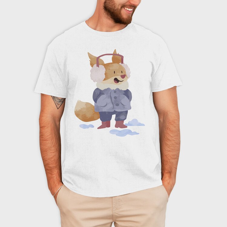 Winter Fox Friend, Tricou Barbati (Unisex)