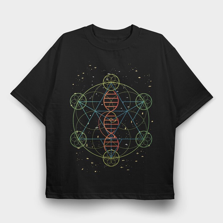 Dna Geometric Flower Of Life, Tricou Oversize Barbati (Unisex)