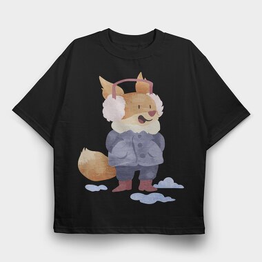 Winter Fox Friend, Tricou Oversize Barbati (Unisex)